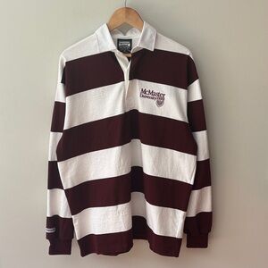 Barbarian McMaster Official Crest Rugby Shirt Maroon White Stripe Size XXL